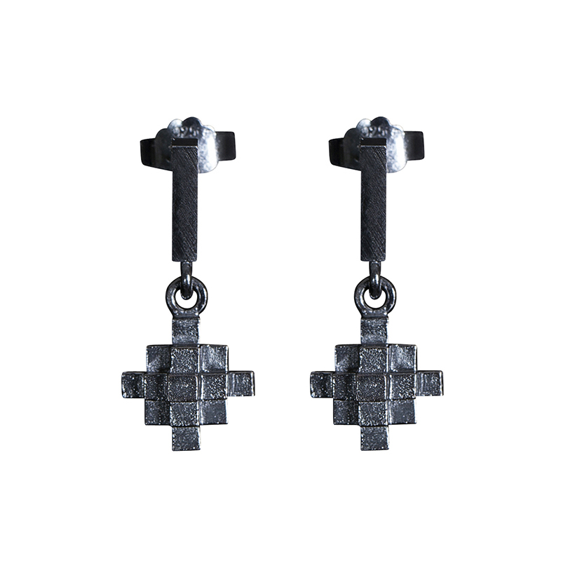 product Andes Cross earrings oxidized silver