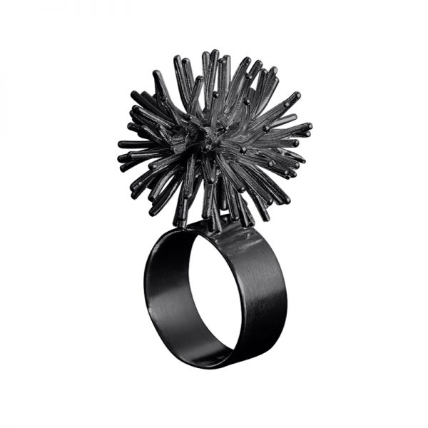 product Pompon ring oxidized silver