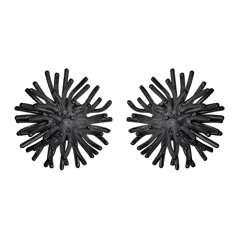 product Pompon stud earrings oxidized silver