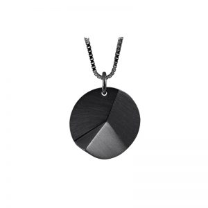product Flake Round necklace M oxidized silver