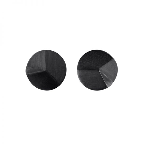 product Flake Round stud earrings S oxidized silver