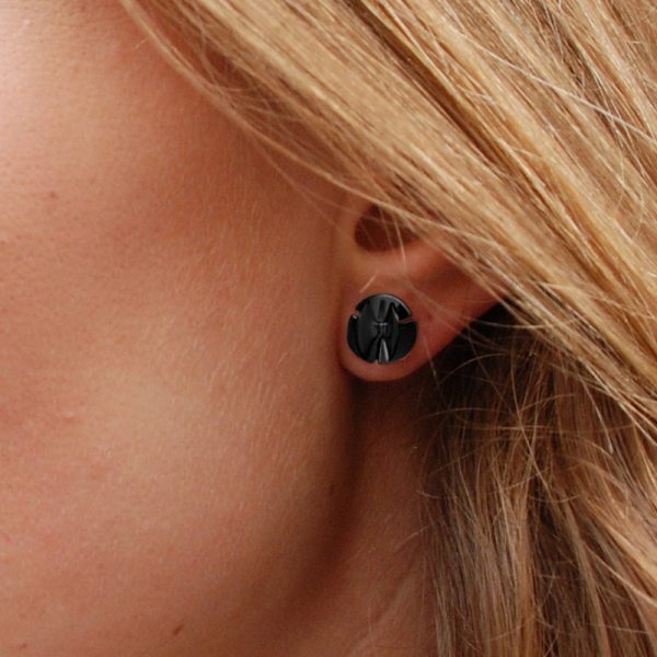 product Fan Sphere stud earrings XS oxidized silver
